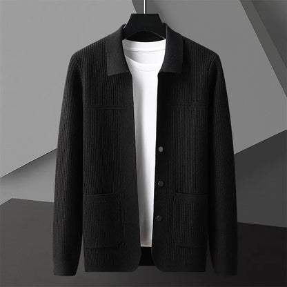 Men's Textured Cardigan With Pocket Design