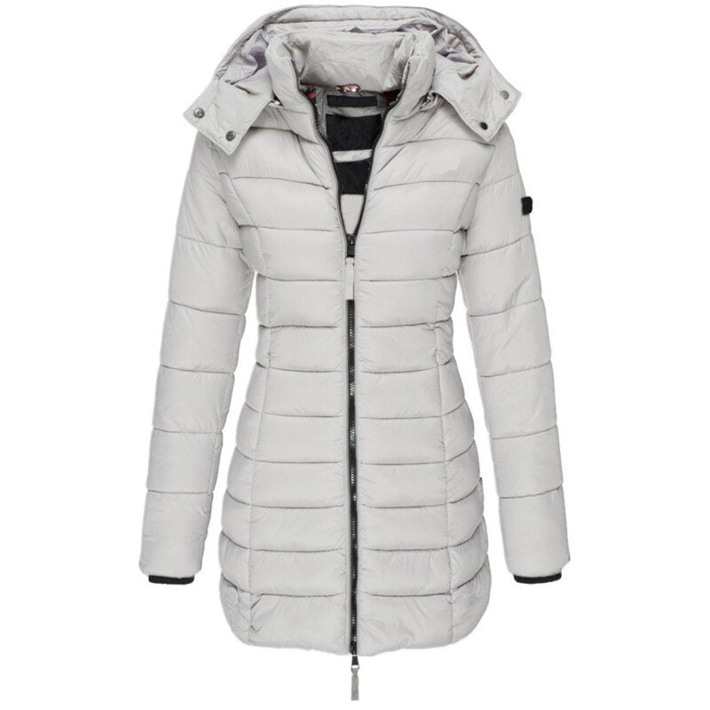 Women's Down Filled Parka Coat Long Hooded Waterproof Black - Vonnera