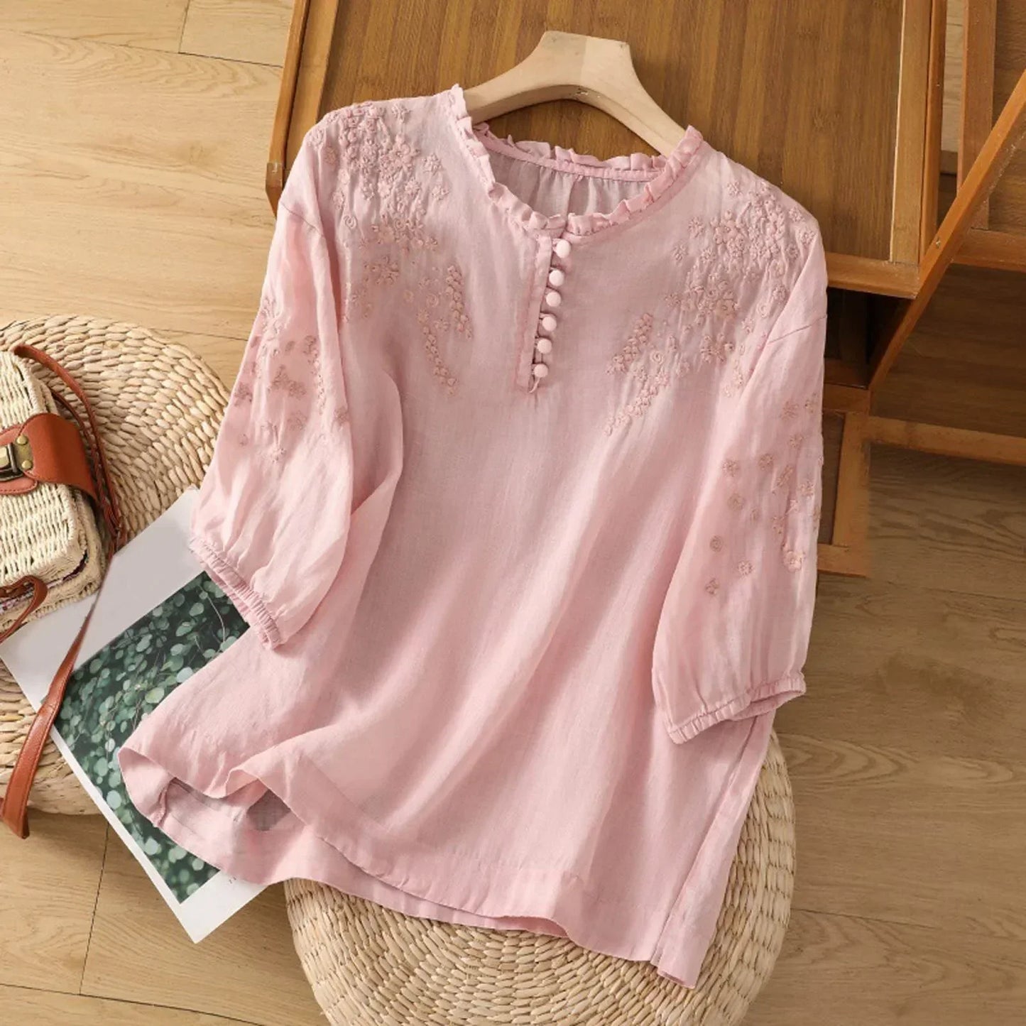 Women's Long Sleeve Button Front Blouse