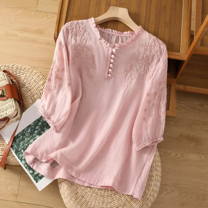 Women's Partial Button Front Blouse