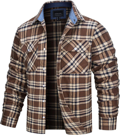 Cotton Checked Flannel Shirt Jacket - Vonnera