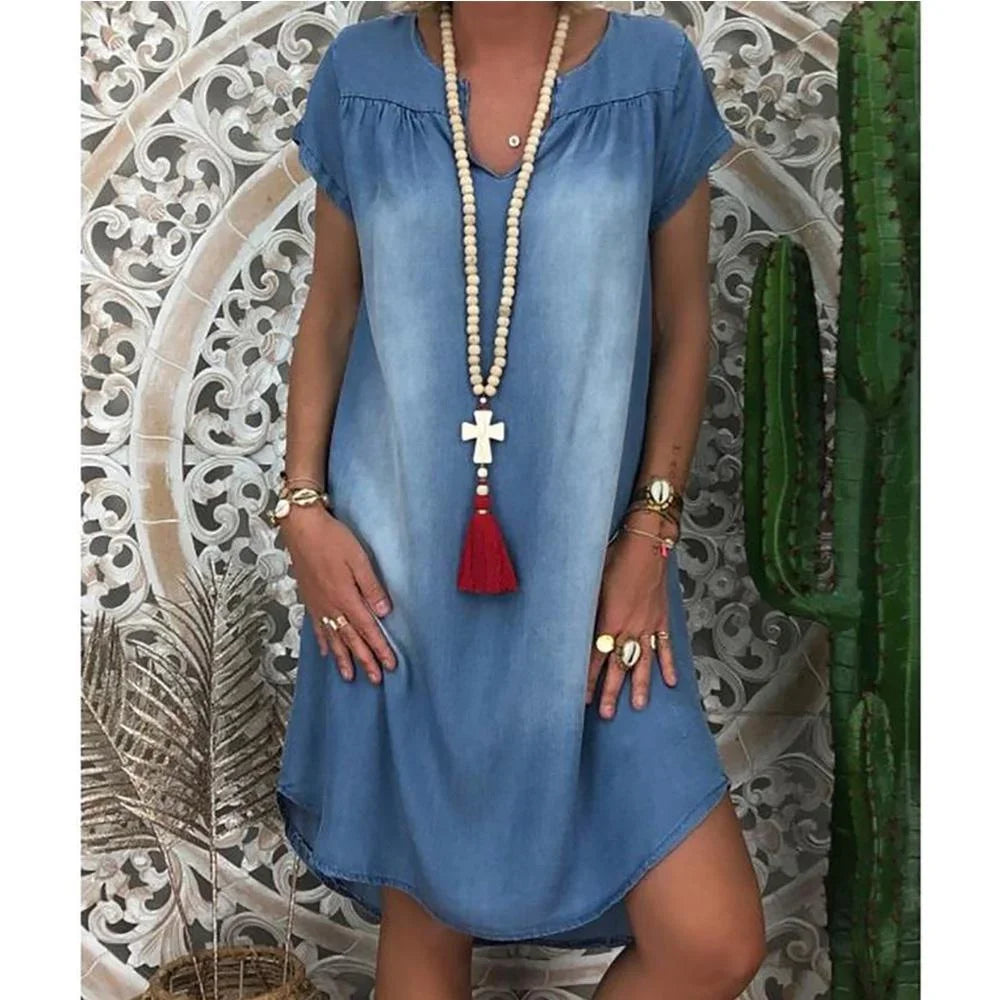 Women's Denim Flowy Summer Dress - Vonnera