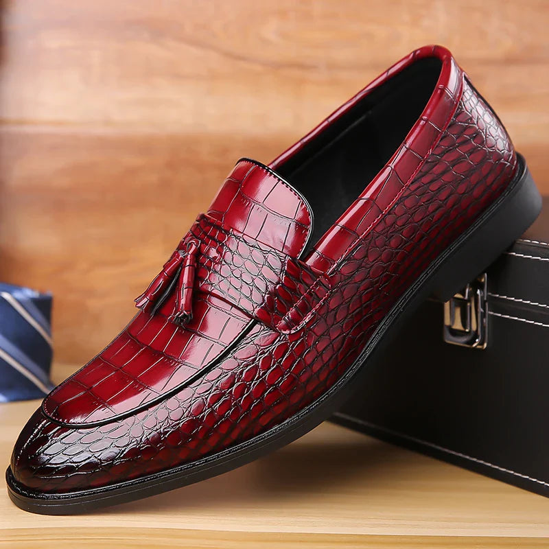 Men's Slip-On Dress Shoes Leather Black - Vonnera