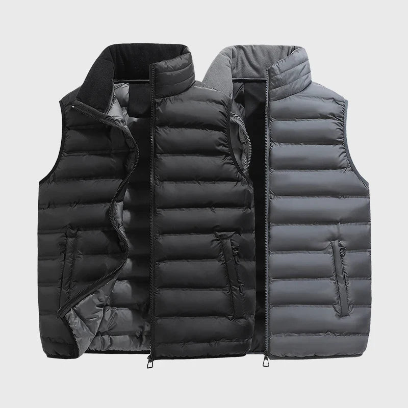 Men's Down Vest Sleeveless Zipper Windproof Solid Color