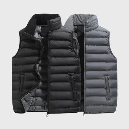 Men's Down Vest Sleeveless Zipper Windproof Solid Color