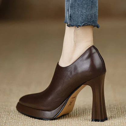Giselle | Women's High Heel Pumps Platform Block Heel Side Zipper