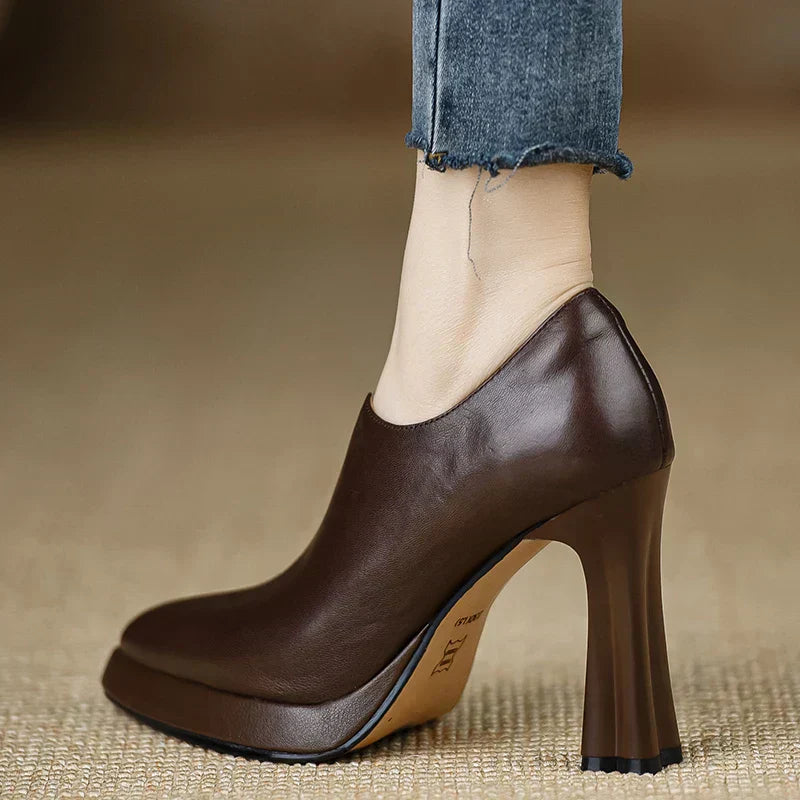 Giselle Women's Platform Pumps Block Heel Side Zipper