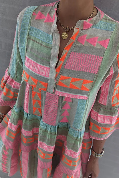 Women's Geometric Print Tiered Spring Dress