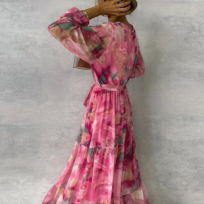 Elegant Floral Women's Handmade Dress