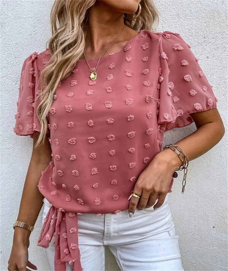 Women's Floral Blouse Tie Waist - Vonnera