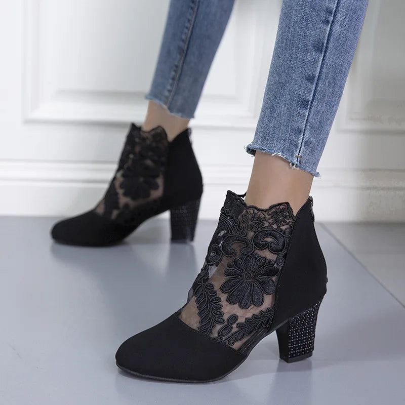 Women's Ankle Boots Patterned Block Heel