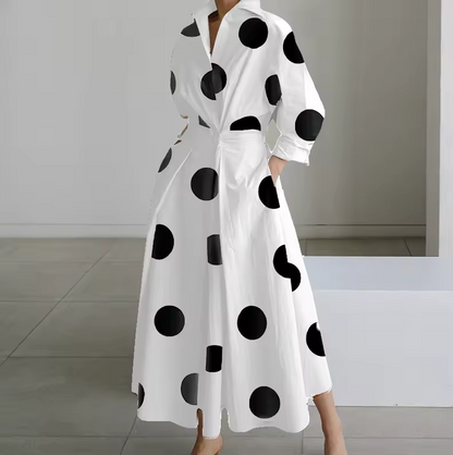 Elegant Button-Down Shirt Dress with Cinched Waist