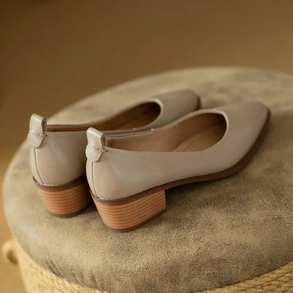 Women's Block Heel Pumps Pointed Toe Slip On Shoes