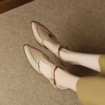 Sloane Women's T-Strap Low Heel Pointed Toe Flats