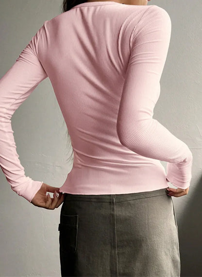 Women's Ribbed Henley Summer