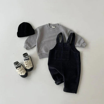 Kids Overalls Cotton Casual Blue