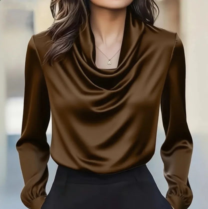 Women's Satin Cowl Neck Blouse