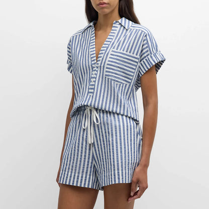 Alba Women's Striped Cotton Lounge Set - Vonnera