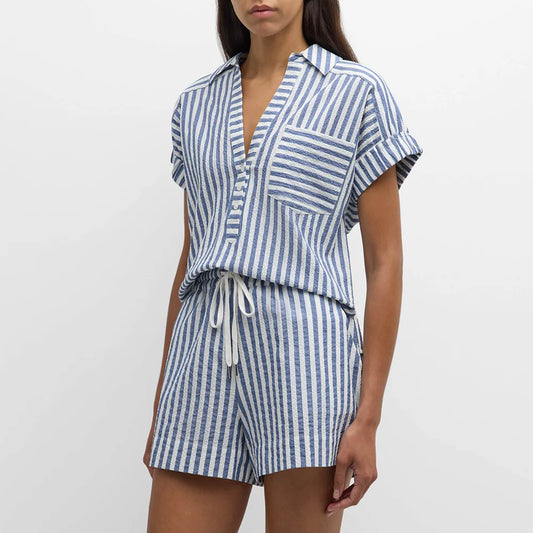 Alba Women's Striped Cotton Lounge Set - Vonnera