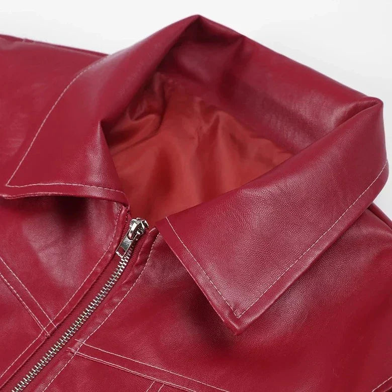Women's Leather Jacket Durable Brown