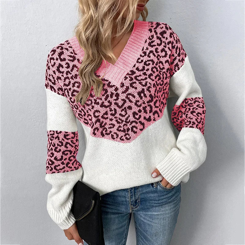 Women's V Neck Patterned Sweater