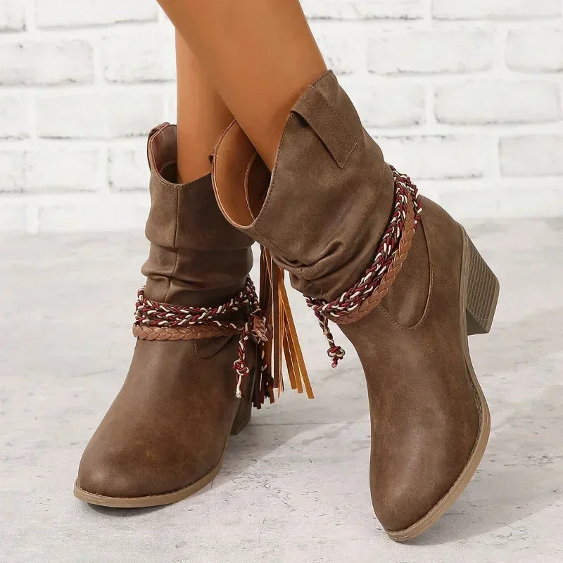 Women's Block Heel Cowboy Boots - Vonnera