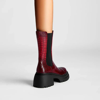 Women's Platform Boots Elastic Side Panels