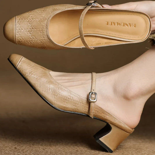 Women's Genuine Leather Mules - Vonnera