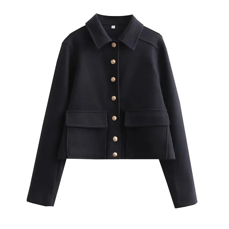 Women's Aviator Bomber Jacket Cotton Button Front Functional Pockets