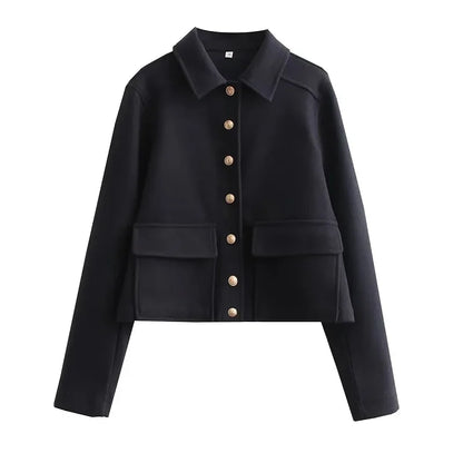 Women's Aviator Bomber Jacket Cotton Button Front Functional Pockets