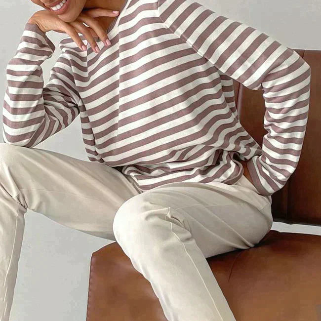 Women's Striped Cotton Long Sleeve T-Shirt