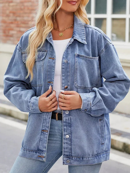 Women's Oversized Denim Jacket Casual Blue