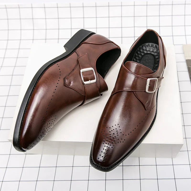 Men's Dress Shoes Single Strap Buckle Design - Vonnera