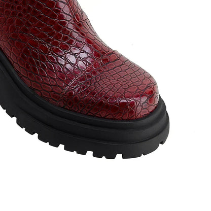 Women's Platform Boots Elastic Side Panels