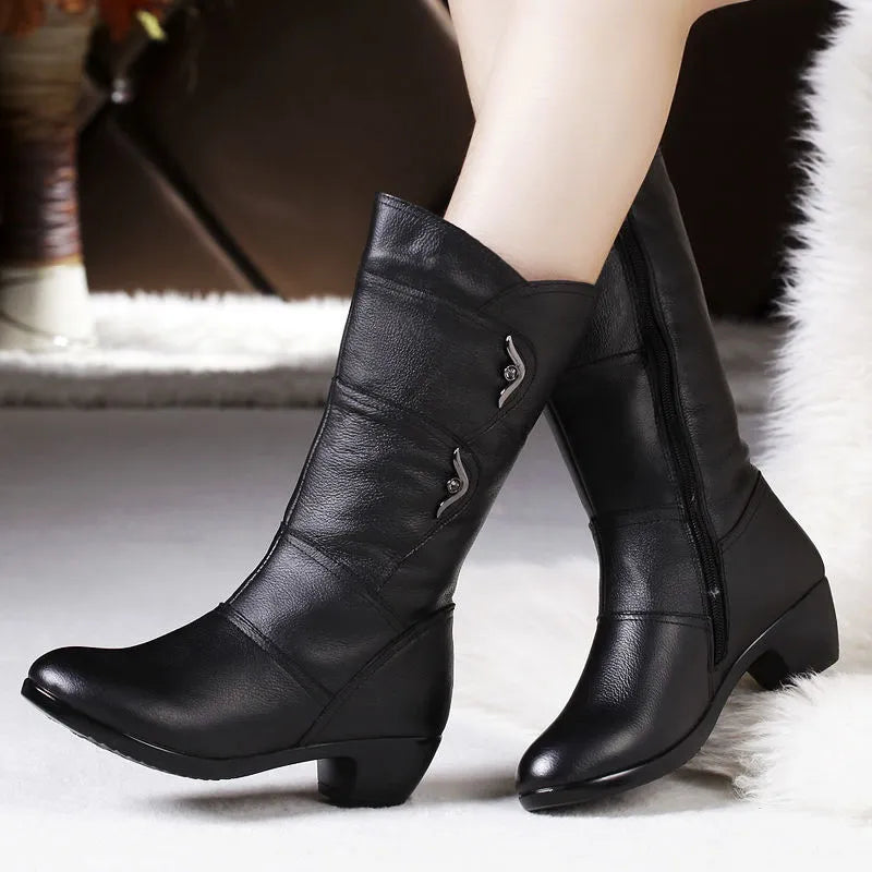 Women's Mid Calf Side Zip Boots - Vonnera