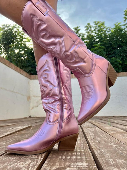 Women's Tall Boots Stitched Leather Upper