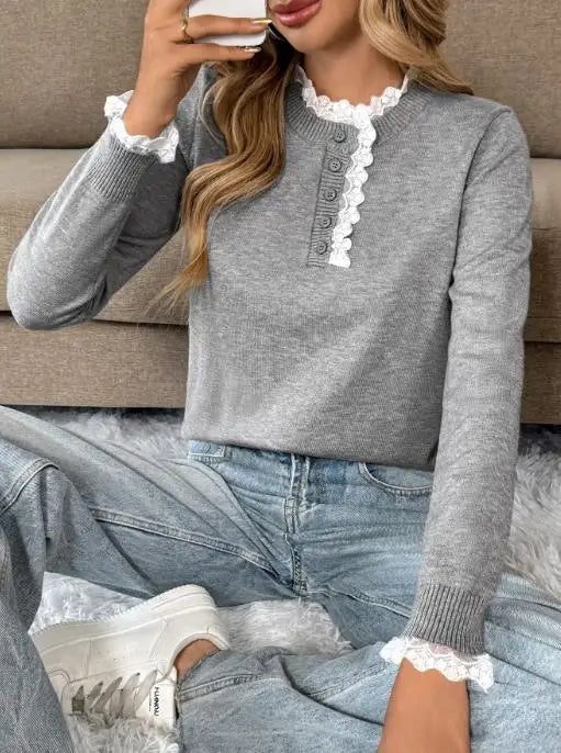 Women's Long Sleeve Sweater Button Front