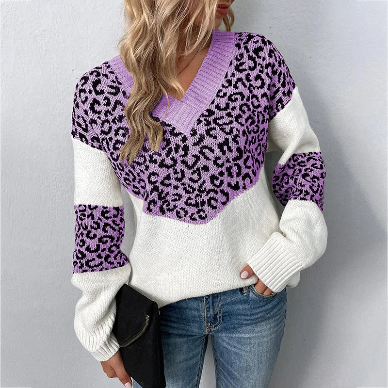 Women's V Neck Patterned Sweater