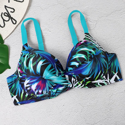 Women's High Waist Leaf Print Bikini Swimsuit