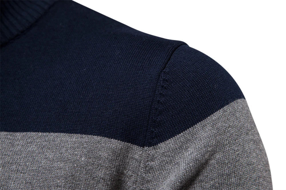 Men's Slim Fit Striped Quarter-Zip Sweater