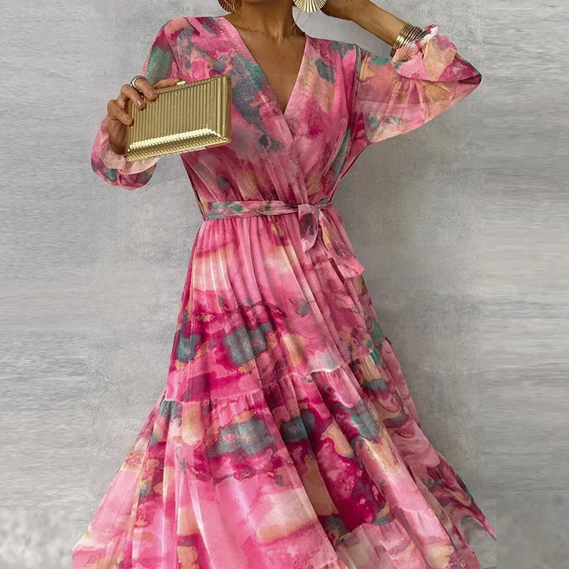 Elegant Floral Women's Handmade Dress