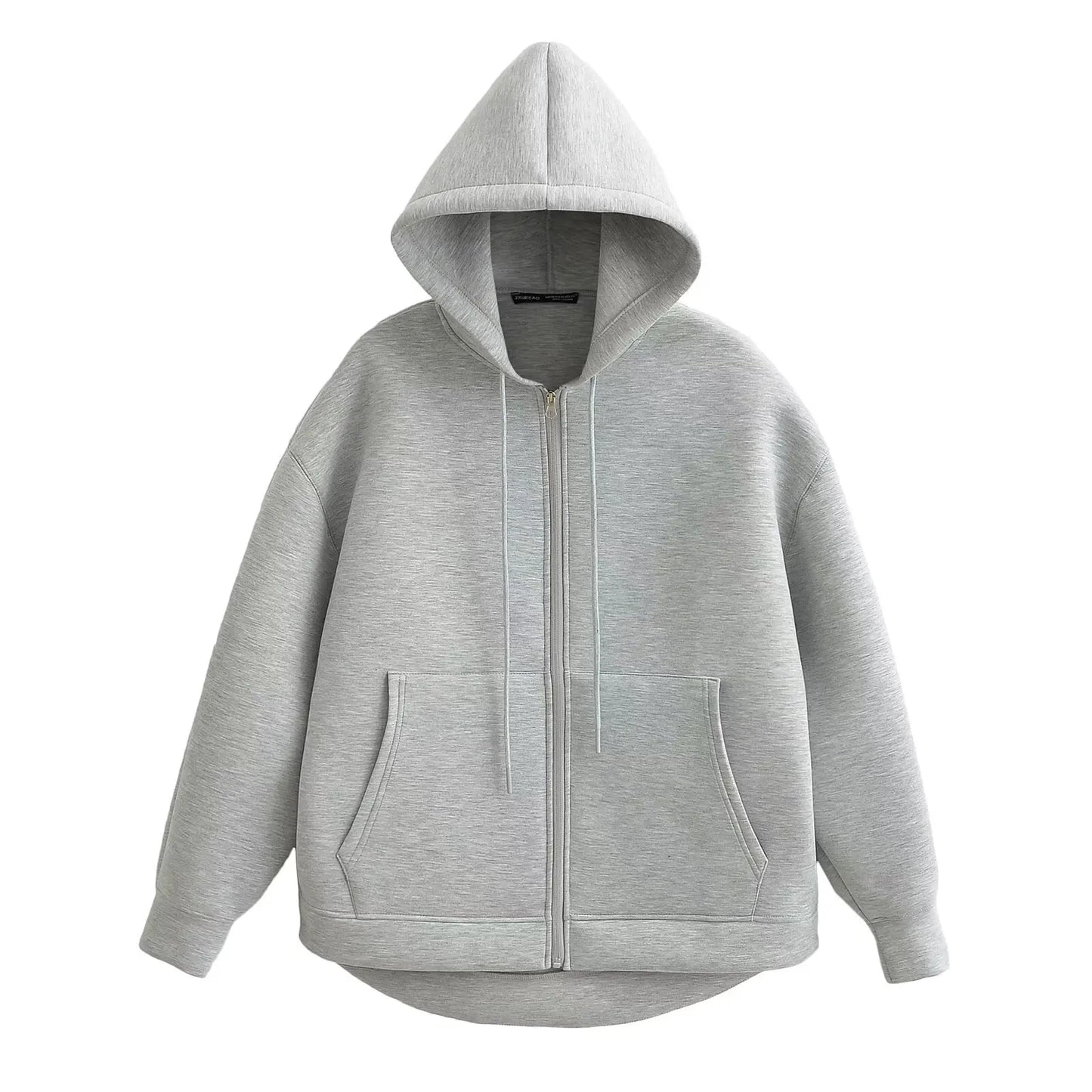 Women's Oversized Zip Hoodie Cotton Casual Black