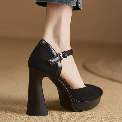 Women's Ankle Strap High Heel Pumps Block Heel