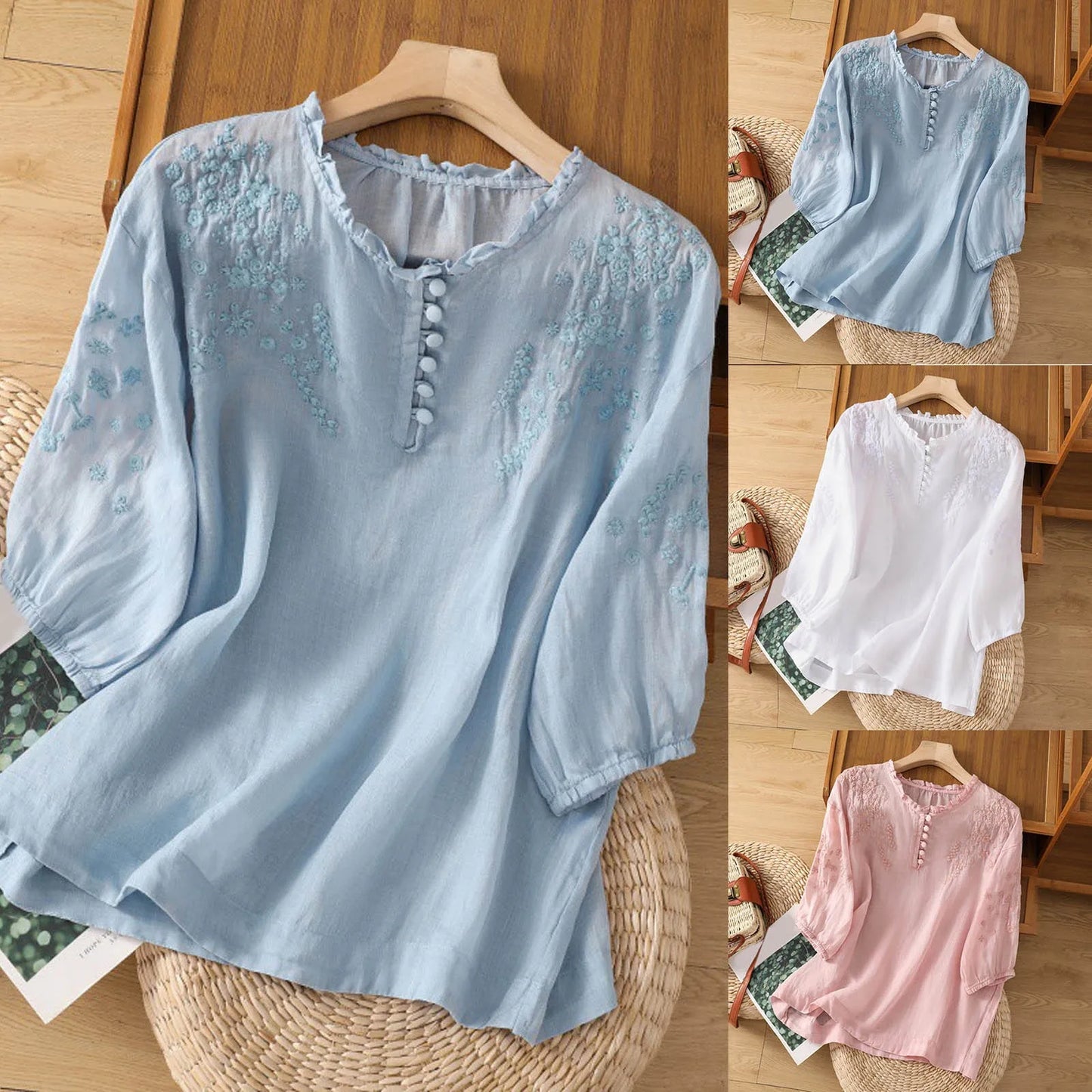 Women's Long Sleeve Button Front Blouse