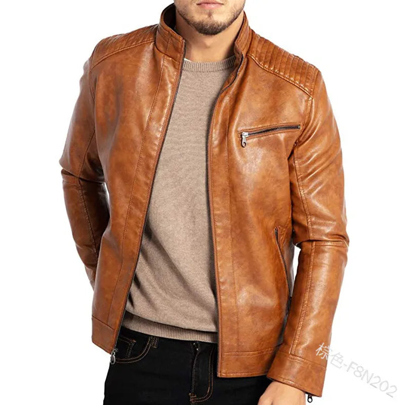 Ferrano Men's Leather Motorcycle Jacket - Vonnera