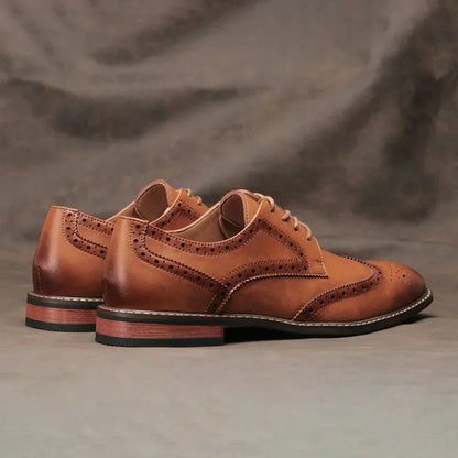 Men's Leather Oxford Shoes Wingtip Brogue Lace Up