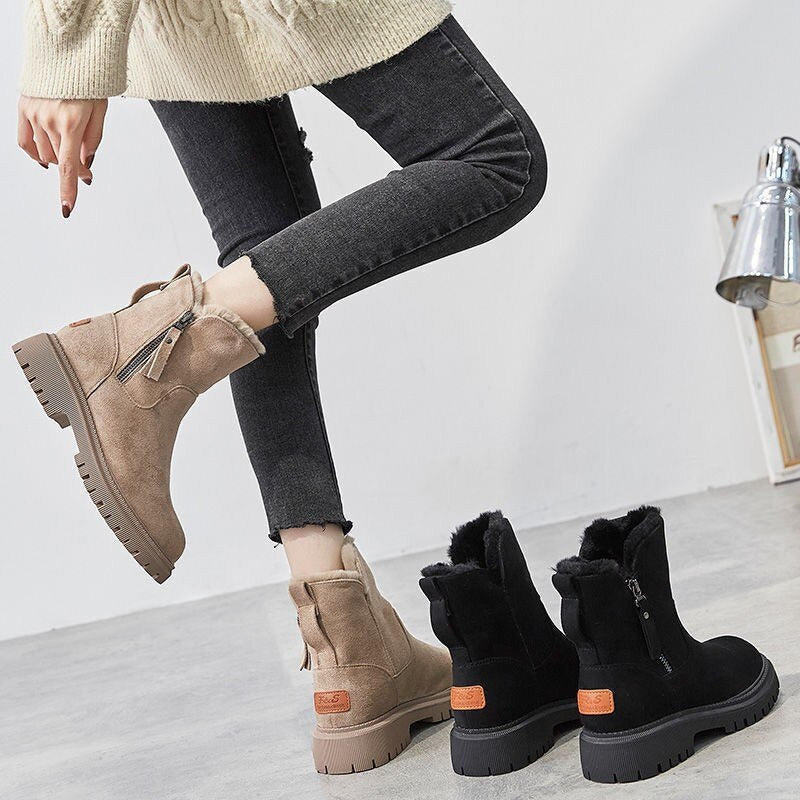 Women's Zipper Round Toe Boots