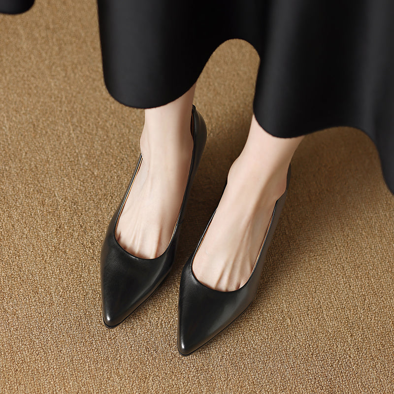 Women's Pointed Toe Pumps Block Heel Slip On Work Shoes
