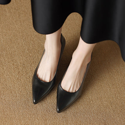 Women's Pointed Toe Pumps Block Heel Slip On Work Shoes