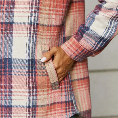 Women's Plaid Sherpa Jacket Soft Button
